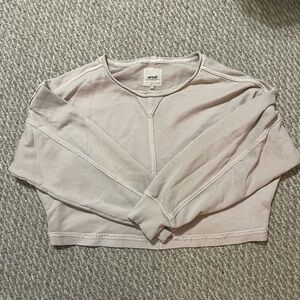 Aerie Cream crewneck Cropped Top